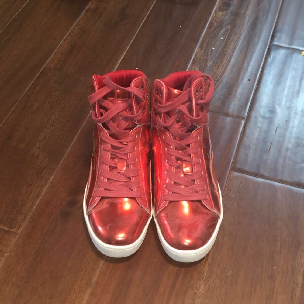 Red high top sneakers!